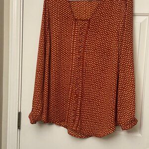 Torrid Rust Polka Dot Blouse with Mid-Length Sleeves- Perfect for the Fall